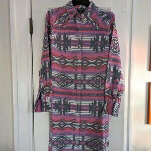 Women's Wrangler Jacquard Western Long Sleeve Midi Shirt Dress